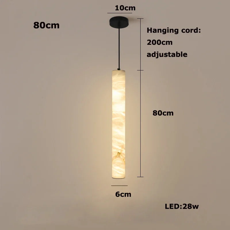 Dimmable LED Marble Linear Hanging Lamps LED Chandelier Lighting White Alabaster Suspension Luminaire Lampen For Dinning Room