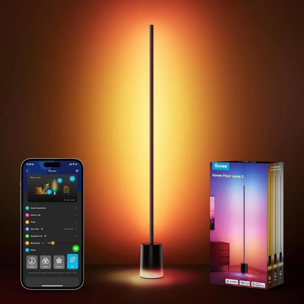 Smart RGBIC Floor Lamp with Alexa, Warm to Cool White Light, 1725 Lumens, Music Sync, and Scene Modes