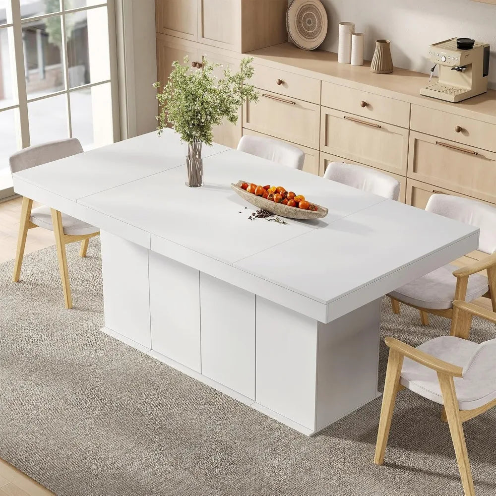 Counter Height Dining Table for 6-8 People, 78 Large Dining Room Table with Storage Cabinet, Rectangular Kitchen Table for Kitch