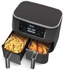 DZ201 Foodi 8 Quart 6-in-1 DualZone 2-Basket Air Fryer with 2 Independent Frying Baskets, Match Cook & Smart Finish to Roast, Br