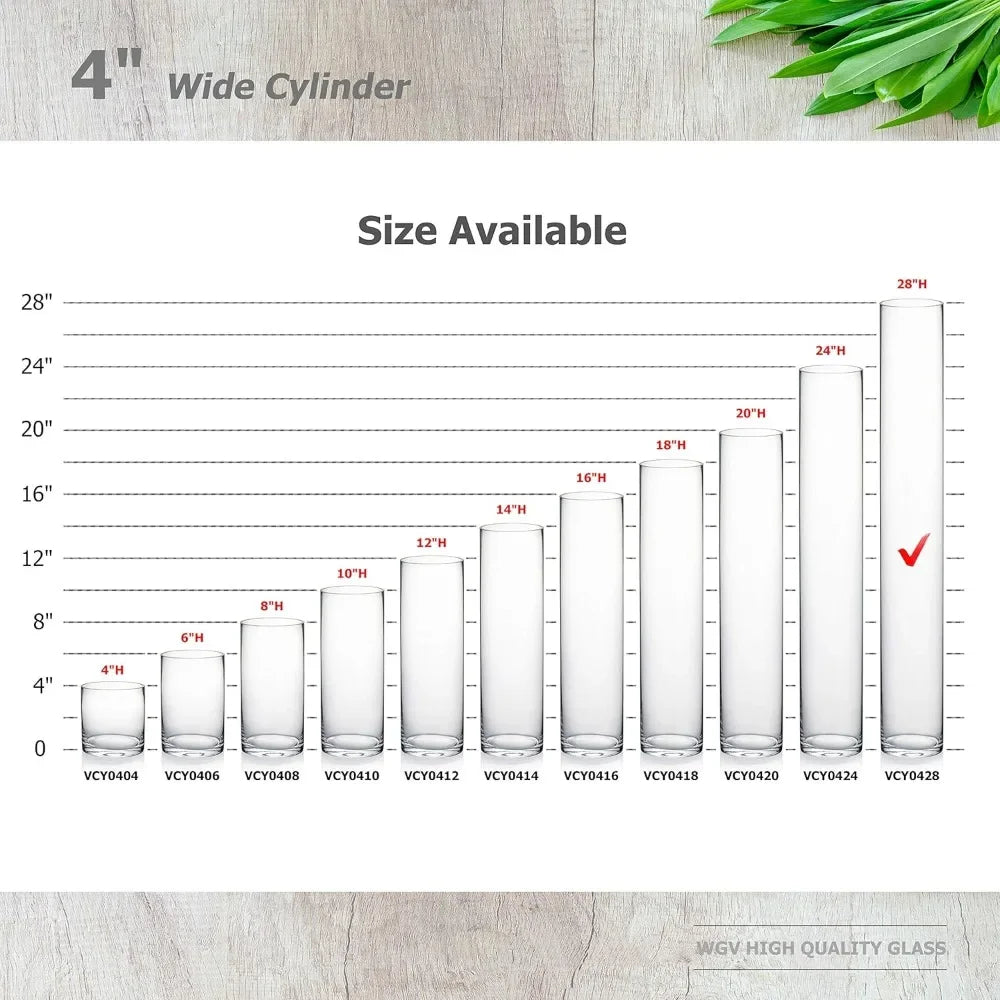 Clear Tall Cylinder Glass Vases for Quality Flower Arrangements and Floating Candles - Ideal for Wedding Centerpieces