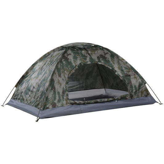 Ultralight Camping Tent Single Layer Portable Camouflage Tent Anti-UV Coating UPF 30+ for Hiking Outdoor Beach Fishing