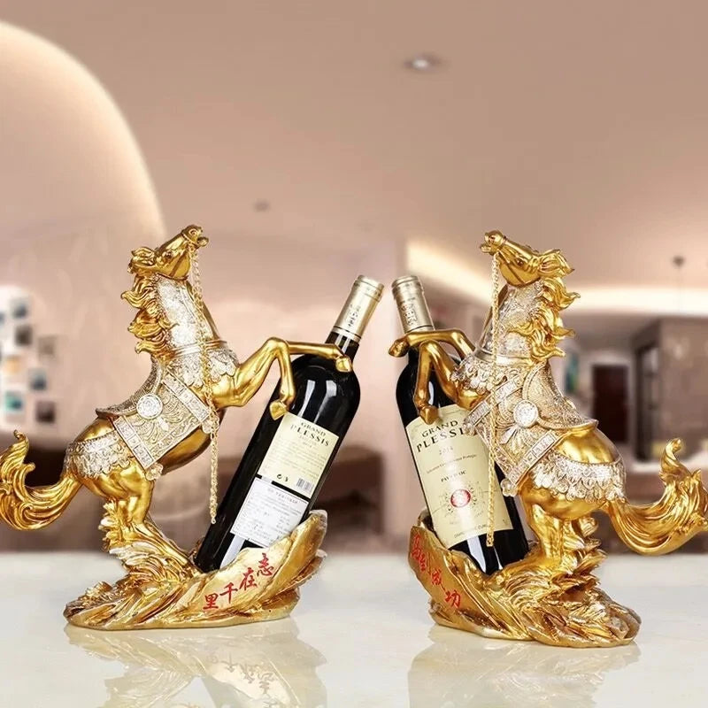 European Animal Horse Sculpture Wine Rack, Red Wine Rack, Home Decoration, Living Room Wine Cabinet Decor, High-end Creative Wed