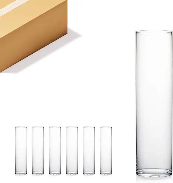 Clear Glass Cylinder Vase, 6 Wide and 24 Tall, Ideal for Wedding Centerpieces, Party Events, and Tall Candle Holders