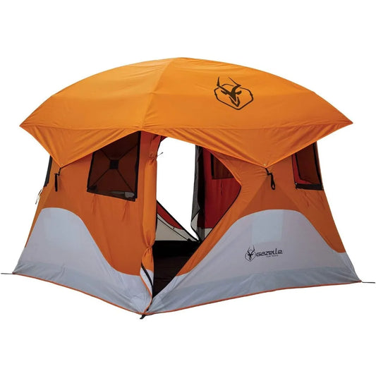 Waterproof Gazelle T4 4-Person Portable Polyester Camping Tent with Removable Floor, Mesh Screens, and Rainfly