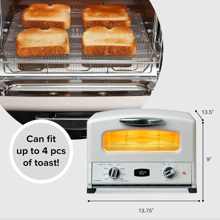Countertop Toaster Oven Compact Kitchen Appliance with Graphite Heating Technology Eggshell White