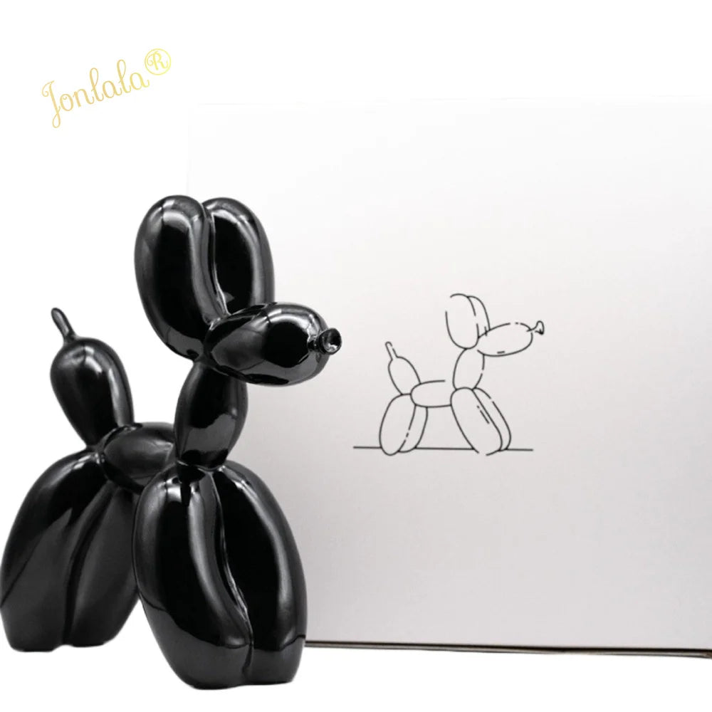 2 pcs/set 30cm Pattern Design Limited Edition Balloon Dog with Color Box, Plating Statue, Modern Art Sculpture, Home Decoration