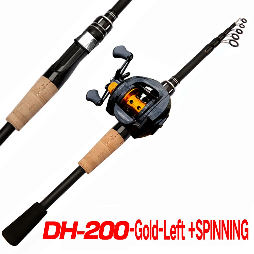 Fishing Rod Combo 1.5-2.4M Lure Fishing Rod and 7.2:1 High Speed Gear RatioMax 8kg Baitcasting Reel Fishing Tackle Pesca