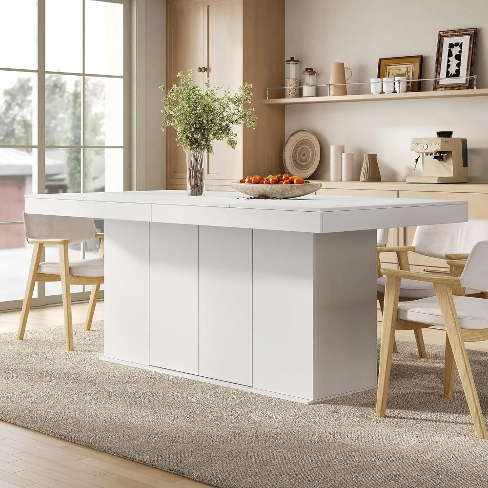 Counter Height Dining Table for 6-8 People, 78 Large Dining Room Table with Storage Cabinet, Rectangular Kitchen Table for Kitch