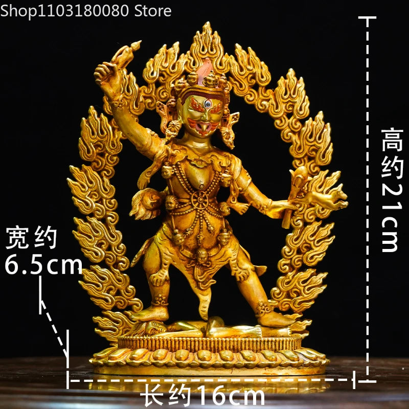21cm Copper gilding carving Ekajati buddha statue Tibet buddhism Nyingma Dharma God sculpture