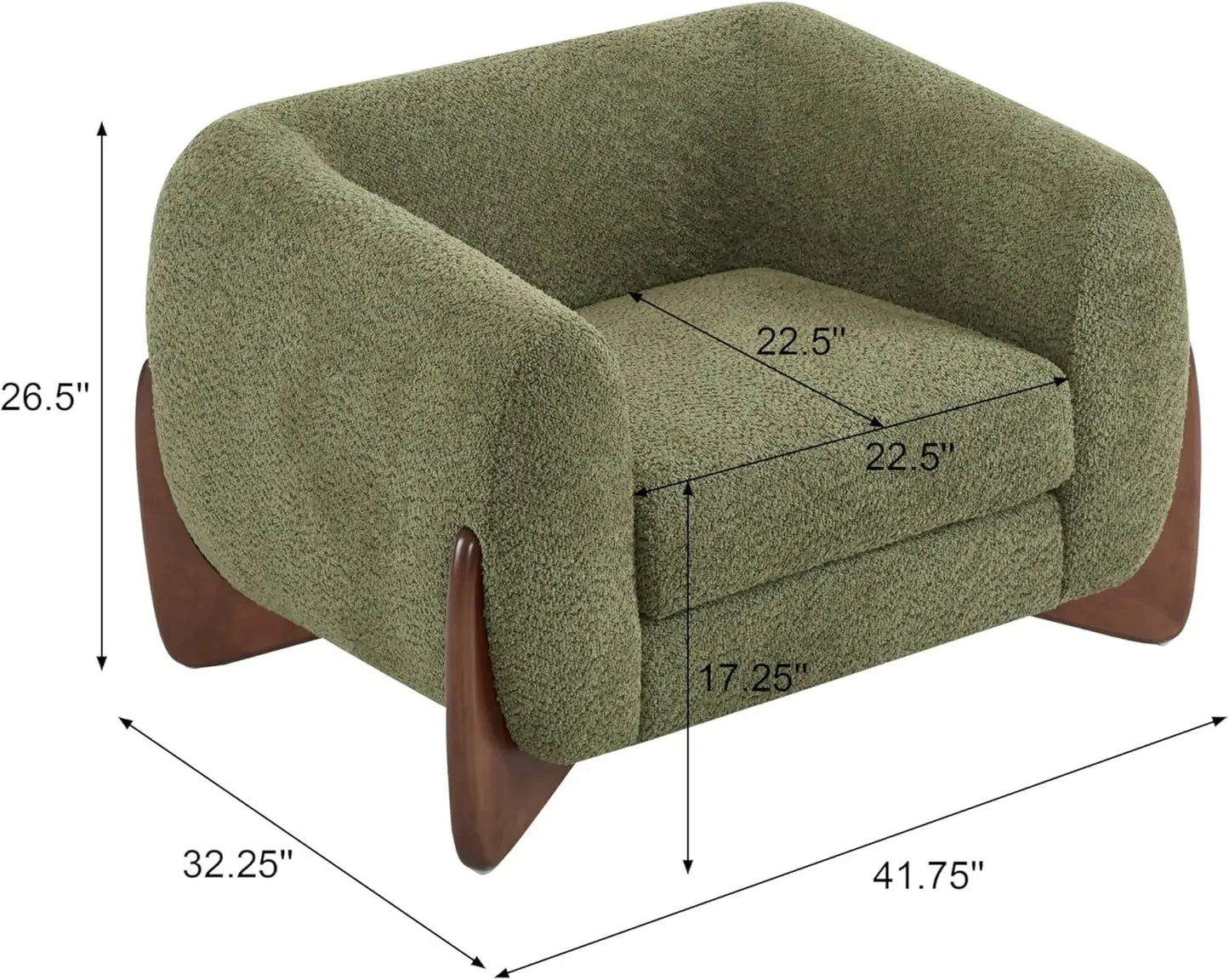 [Free Shipping!]Holly Modern Boucle Fabric Upholstered Club Chair for Living Room, Home Office, Apartment, Relaxing Chair with R