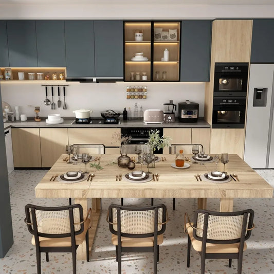 86.6 W Dining Table, for 8-10 People, Versatile Modern Wooden Dinner Table, Kitchen Table for Dining Room Conference Room