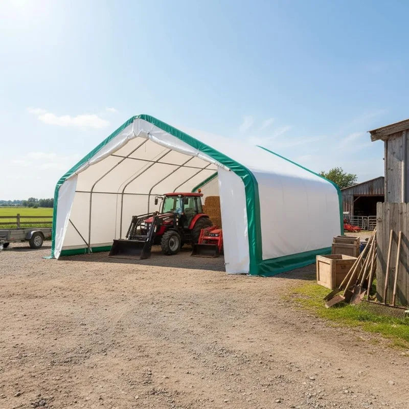 Industrial 20x40 ft Storage Shelter | Single Truss PVC Canopy Building | Peak Style for Equipment