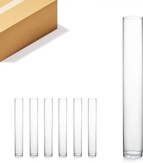 Clear Tall Cylinder Glass Vases for Quality Flower Arrangements and Floating Candles - Ideal for Wedding Centerpieces