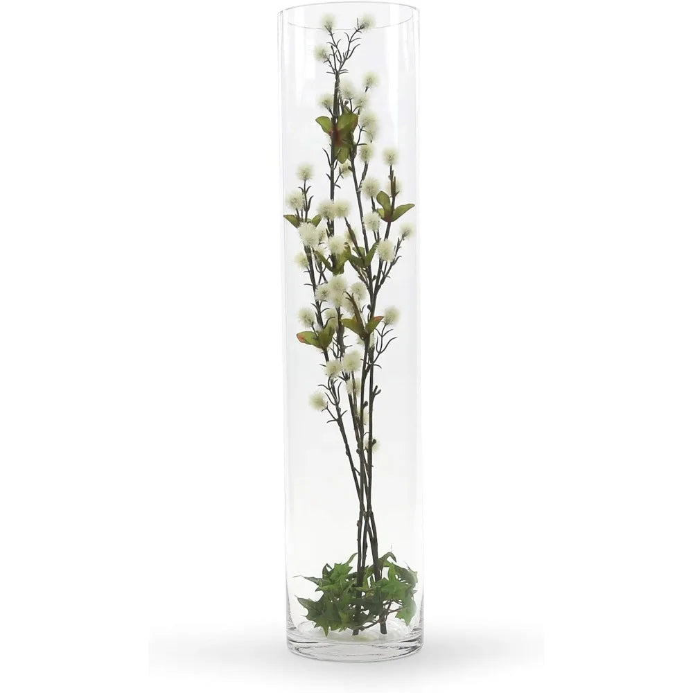 Clear Glass Cylinder Vase, 6 Wide and 24 Tall, Ideal for Wedding Centerpieces, Party Events, and Tall Candle Holders