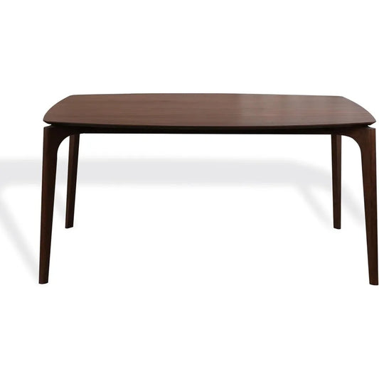 Dining Table for 4-6, Table Only, Walnut Veneer Top, Solid Wood Frame, Round Rectangular Shape,Softly Curved Edges,Elegant Look