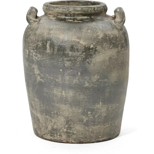 Vintage Ceramic Flower Vase, 15'' Tall Farmhouse Jug Brown Large Vases for Room Decor, Rustic Terracotta Vase Entry Way