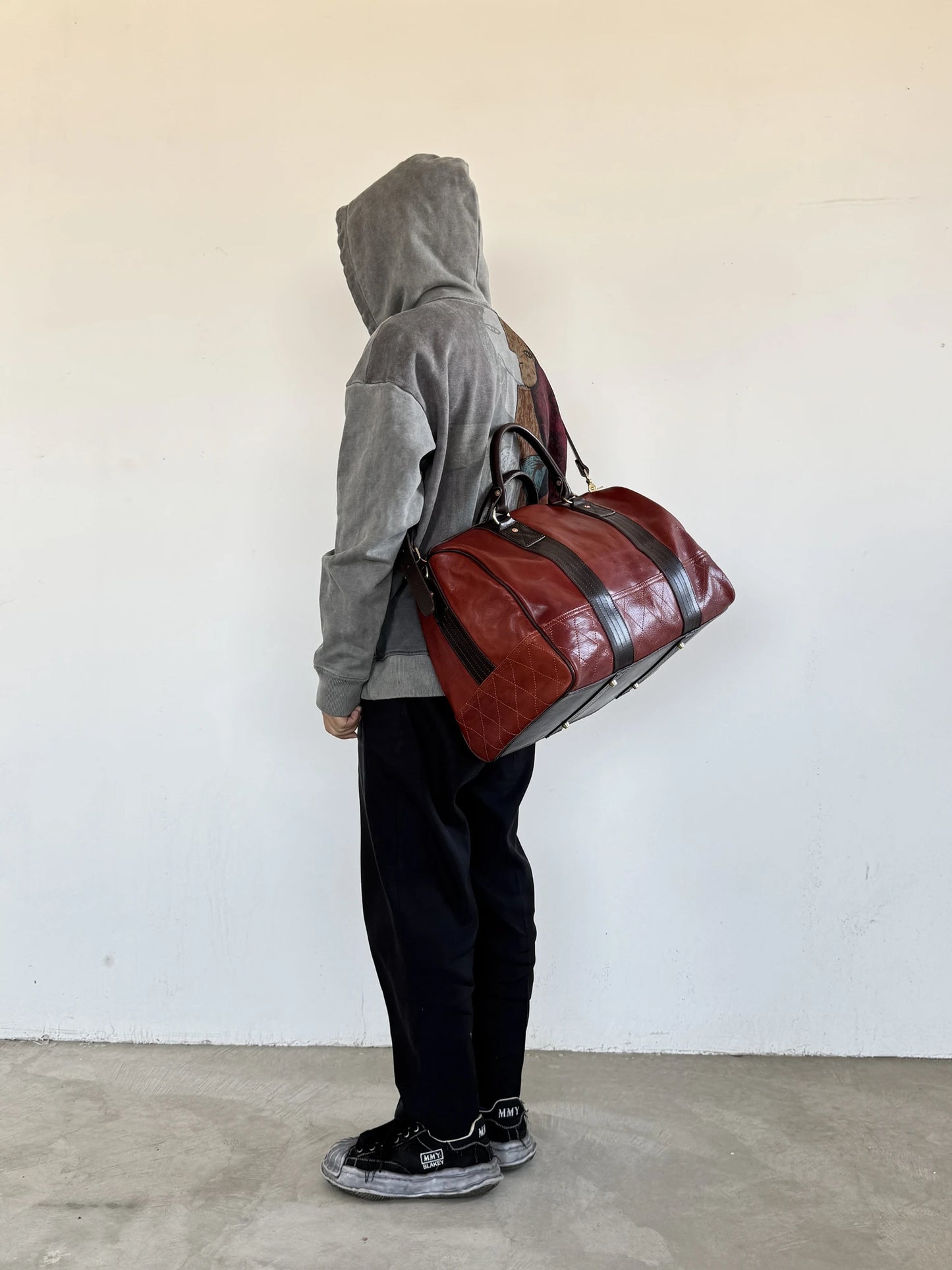 PNDME Vintage designer handmade genuine leather large-capacity men travel bags outdoor fitness handbags cow leather luggage bag