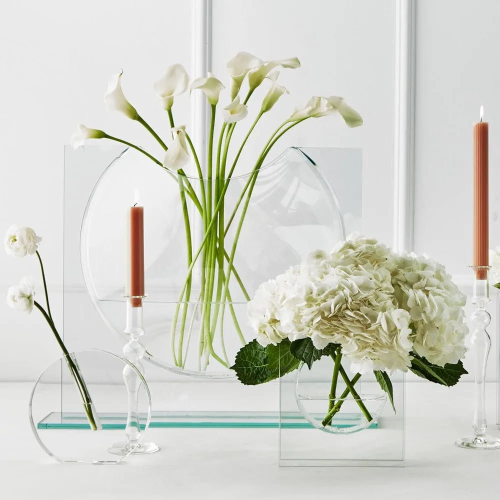 Z GALLERIE Clear Ellipse Vase for Centerpieces Home Decor, Cute Bookshelf Decor, Artistic and Cultural Glass Vases for Home Offi