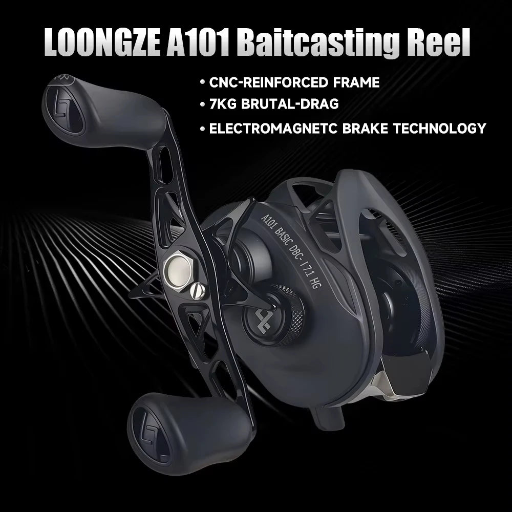 LOONGZE Airlite A101MBS A101DBC-1 Baitcasting Reel Low Profile 7.1:1 Gear Ratio CNC Metal Magnetic Brake Casting Fishing Reel