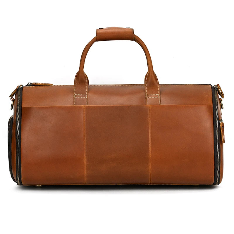 Men Business Trip Travel Bag for Suit Bag Duffle Bags Leather Men Handbag Genuine Leather Men's Weekend Bags Storage Bag Large