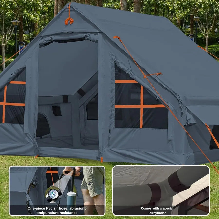 Inflatable Camping Tent 2 4 6 8 Person Glamping Inflatable Tents for Camping 2025 Update Zipper Door Easy Setup Blow Up Tents B