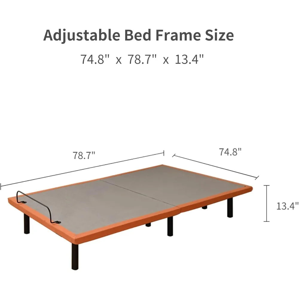 Adjustable Bed Frame King - Ergonomic Electric Bed Base, Foot & Head Incline, APP Control, Wireless Remote, Zero Gravity,