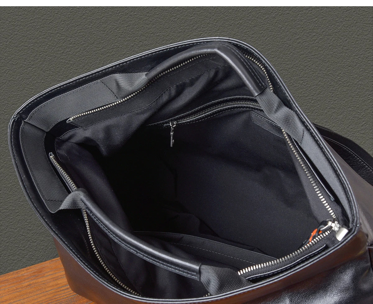 outdoor sports luxury genuine leather men's travel bag casual designer handmade soft cow leather black big luggage fitness bag