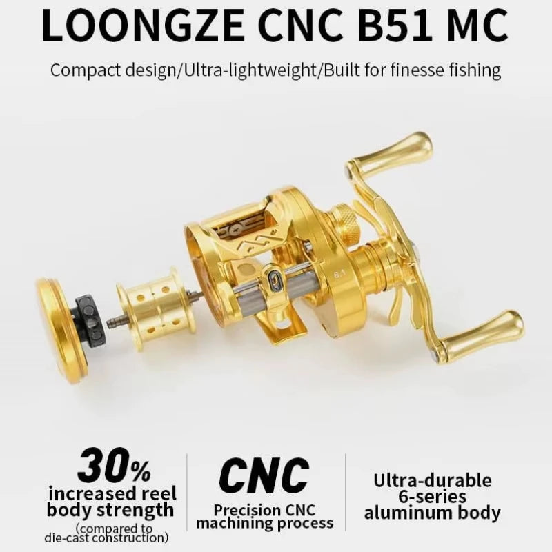 LOONGZE Airlite B50 B51 MC-1 Baitcasting Reel BFS Bait Finesse All Metal Casting Reel Lightweight Saltwater Freshwater for Bass