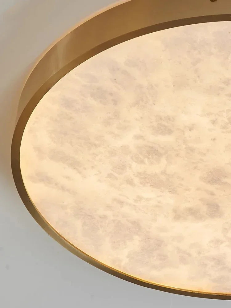 Simple Design Round Marble Stone Ceiling Lights Bedroom Light Living Room Hallway Book Room Elegant All Copper Light Fixture