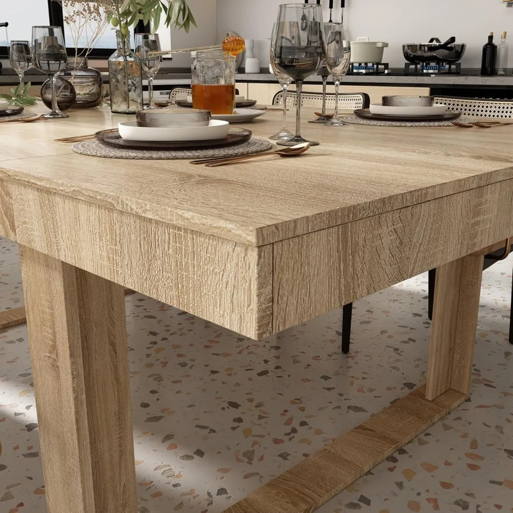 86.6 W Dining Table, for 8-10 People, Versatile Modern Wooden Dinner Table, Kitchen Table for Dining Room Conference Room