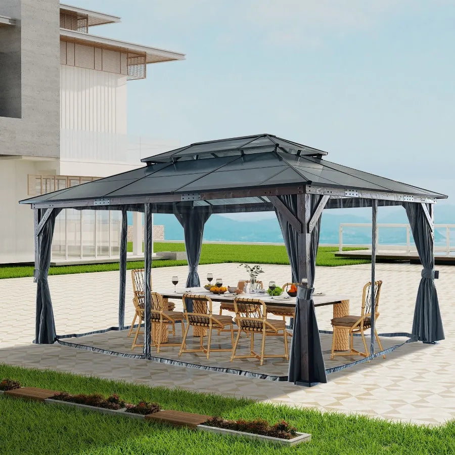 Big size Wooden Legs GazebosDouble Roof Sunshade kk outdoor