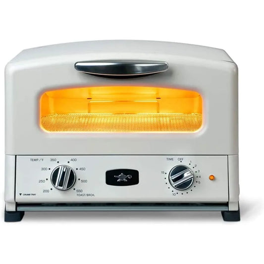 Countertop Toaster Oven Compact Kitchen Appliance with Graphite Heating Technology Eggshell White