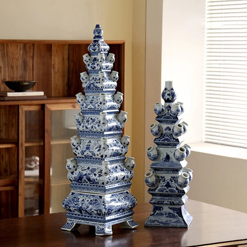 Ceramic Figurines Living Room Aesthetic Sculptures Interior Floor Decoration Art Flower Arrangement Vase Luxury Home Ornaments