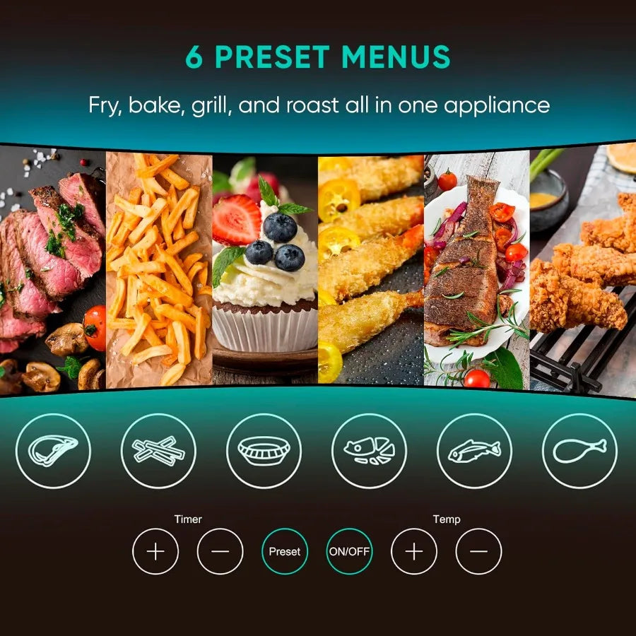 Glass Air Fryer 4.5 Quart NonToxic Basket for OilFree Frying Baking and Roasting in Home Kitchens LED Touch Panel Control with