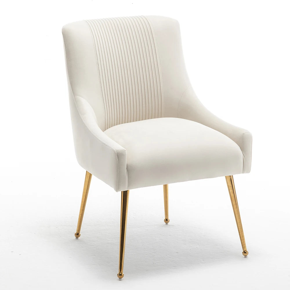 SEYNAR Modern Velvet Dining Chairs Set of 6, Upholstered Barrel Pleated Side Accent Chair for Bedroom,Living Room