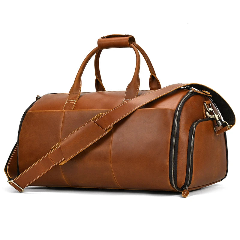 Men Business Trip Travel Bag for Suit Bag Duffle Bags Leather Men Handbag Genuine Leather Men's Weekend Bags Storage Bag Large