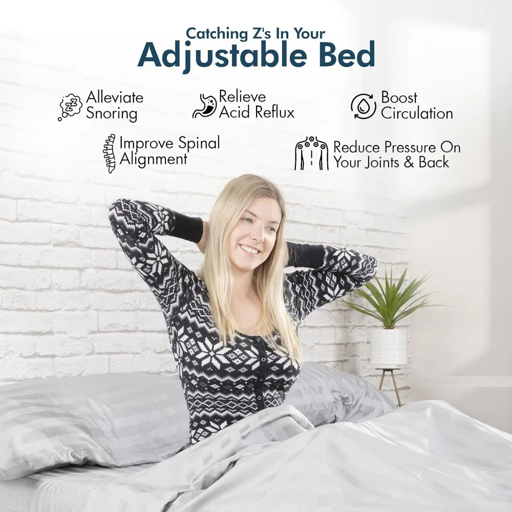 SFE Twin XL Electric Adjustable Bed Frame with 14" Hybrid Memory Foam Mattress - Adjustable Mattress Base with Zero Clearance,