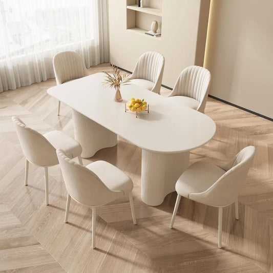 Dining Table Set with 6 Chairs, Modern Kitchen Table Set, Indoor Dining Table for Kitchen, Bar, Living Room, Breakfast Nook, Sma