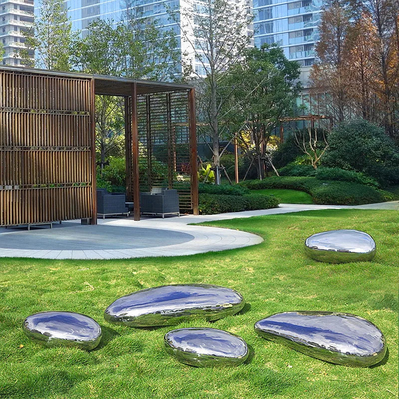 Park Landscape Stainless Steel pebble Mirror Sculpture, Large Sculptur, Outdoor Furnishing, Sculpture, Manufacturers, Make