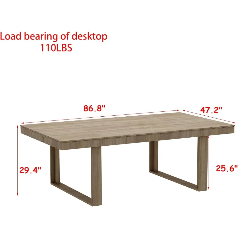 86.6 W Dining Table, for 8-10 People, Versatile Modern Wooden Dinner Table, Kitchen Table for Dining Room Conference Room