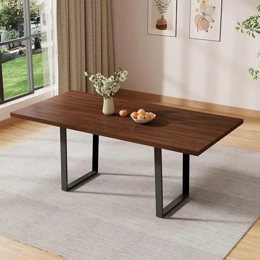 Walnut Color Expandable Dining Table, 51-67 Inches Adjustable Length, Modern Simple Design, Perfect for Family & Office, Seats6+