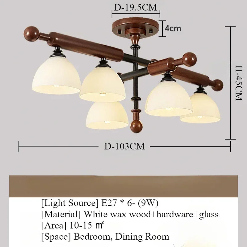 Retro Style Ceiling Light Wood Design Pendant Lights Home Decor Living Room Dining Table Bedroom Study Led Hanging Chandeleir