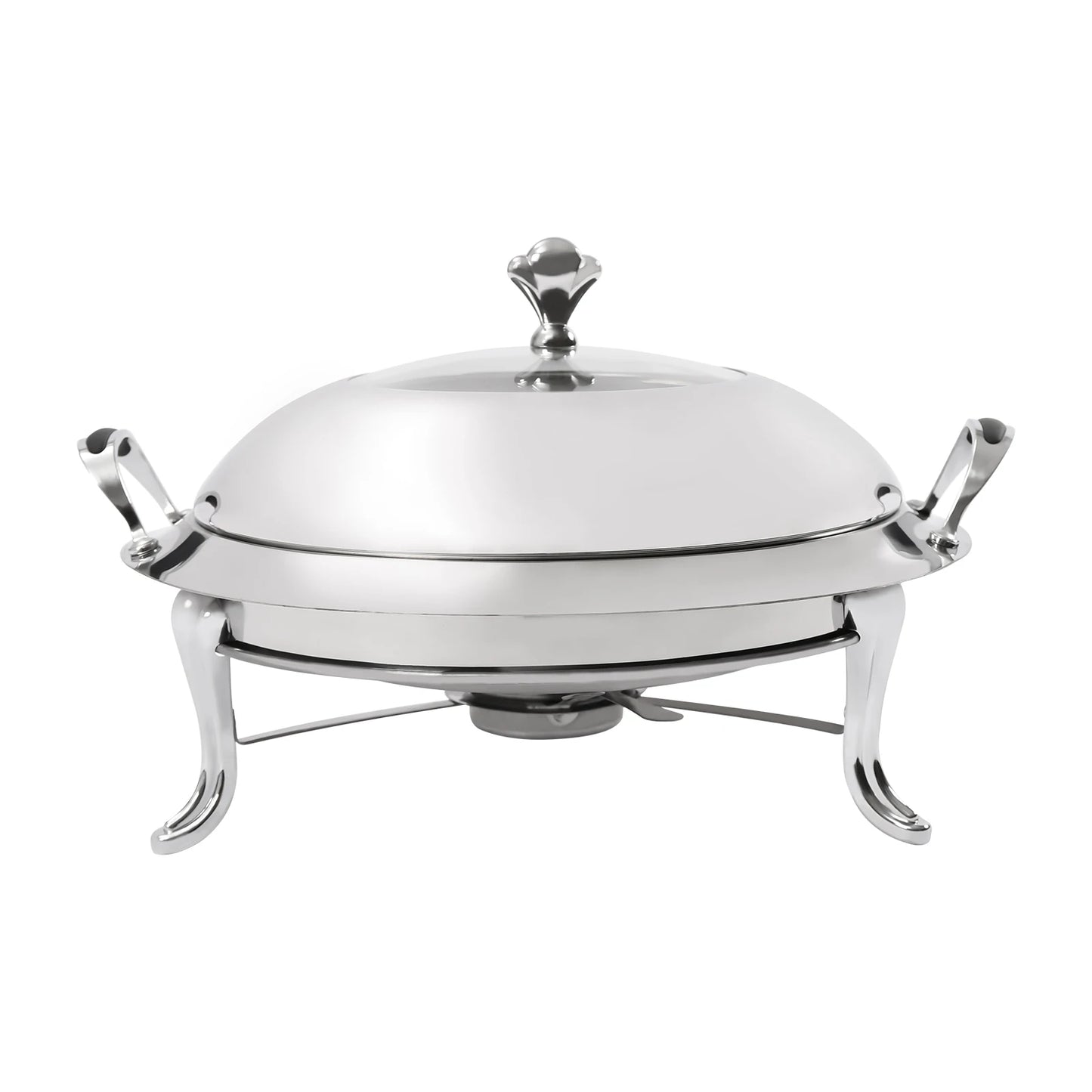 Chafing Dish Stainless Steel Round Durable Buffet Warmer  with Lid and Chafing Fuel Holder for Kitchen Party Dining