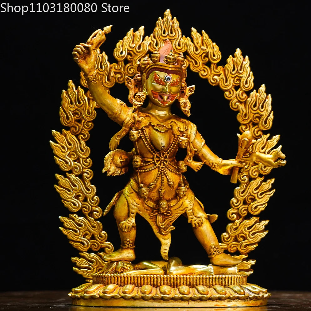 21cm Copper gilding carving Ekajati buddha statue Tibet buddhism Nyingma Dharma God sculpture