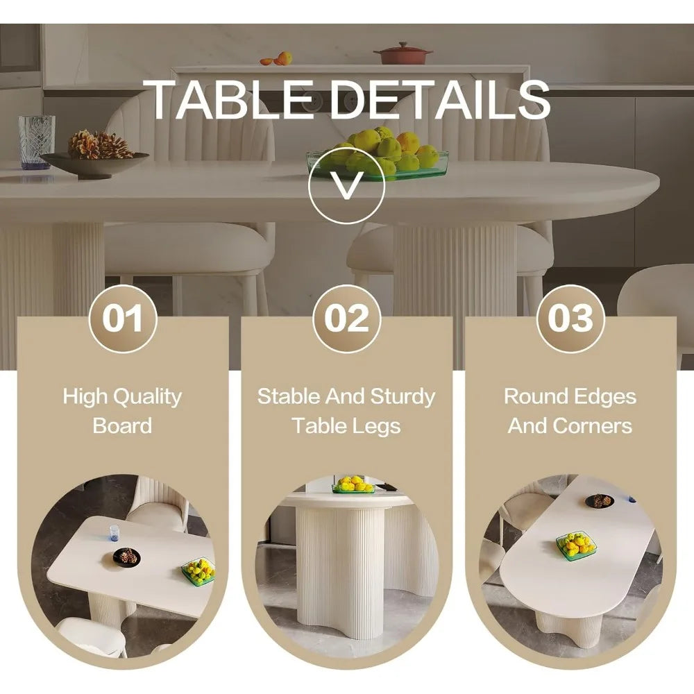 Dining Table Set with 6 Chairs, Modern Kitchen Table Set, Indoor Dining Table for Kitchen, Bar, Living Room, Breakfast Nook, Sma
