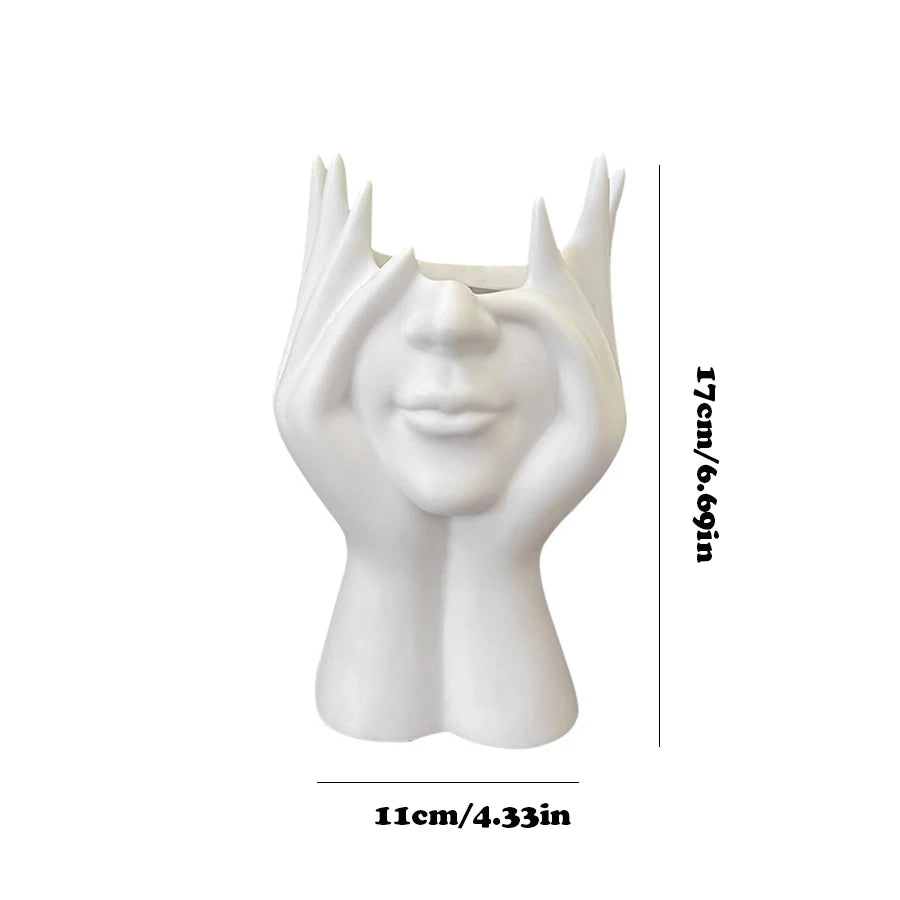 Vases, White Flower Vases For Decor, Modern Decorative Vase Centerpiece For Table Shelf Living Room Durable