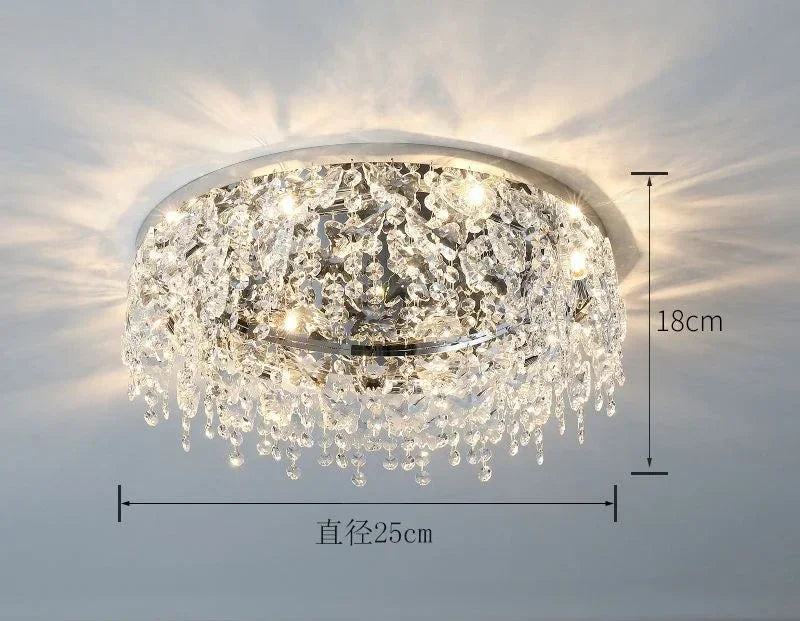 Modern Luxury Crystal Kitchen Ceiling Lights Metal Base Diamond Ceiling Lamp for Living Room Bathroom Dining Room Aisle Decor