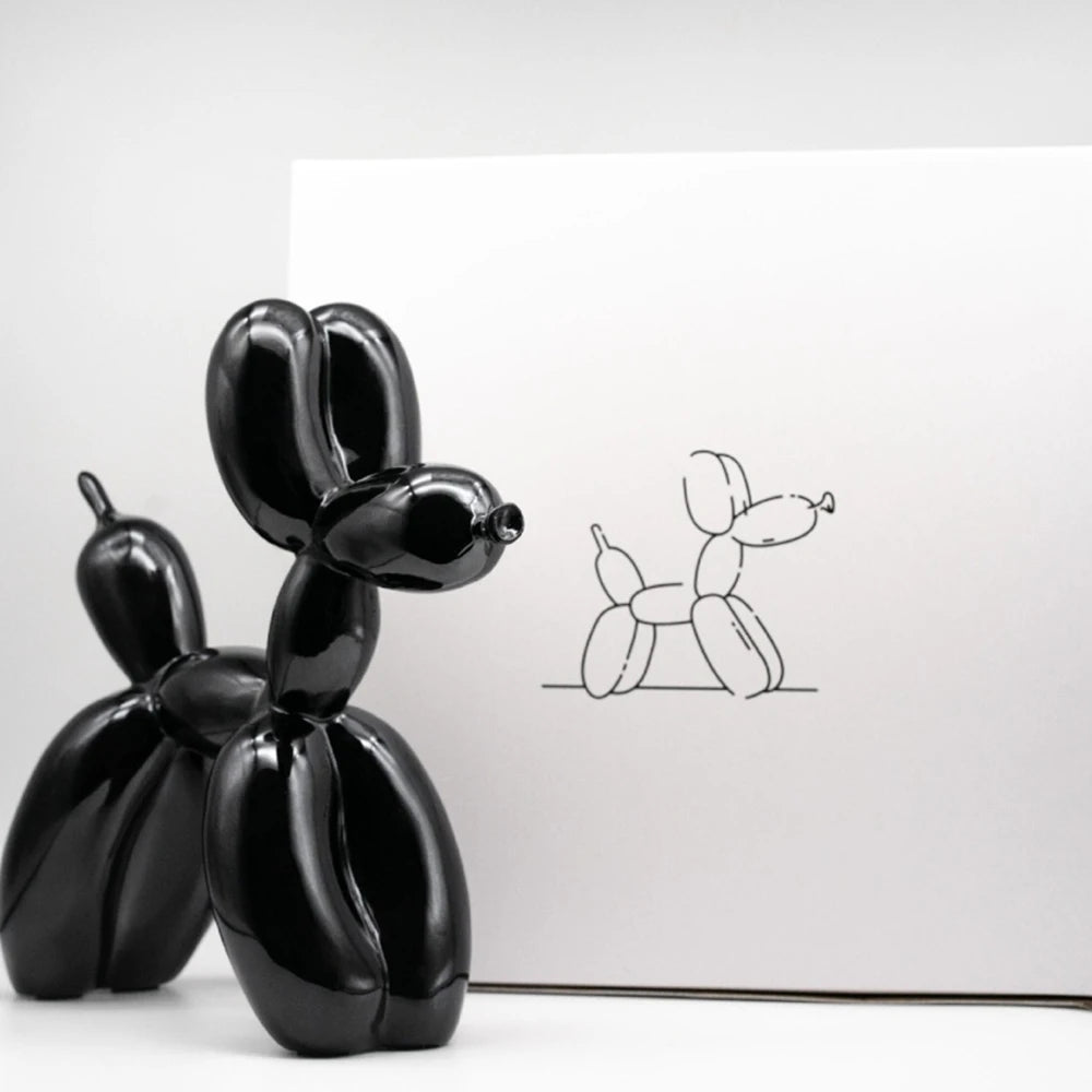 2 pcs/set 30cm Pattern Design Limited Edition Balloon Dog with Color Box, Plating Statue, Modern Art Sculpture, Home Decoration