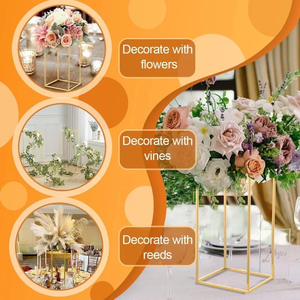 15.7 Inch Gold Wedding Table Centerpieces, Elegant Flower Vases for Wedding Table Decor, Anniversary Parties, and Home Decoratio